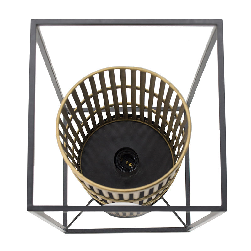 A&B Home 9" x 20" Brass Cylindrical Accent With Rectangular Black Metal Frame Table Lamp