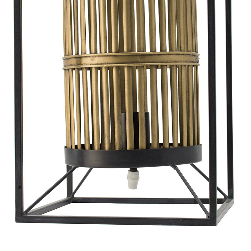 A&B Home 9" x 20" Brass Cylindrical Accent With Rectangular Black Metal Frame Table Lamp