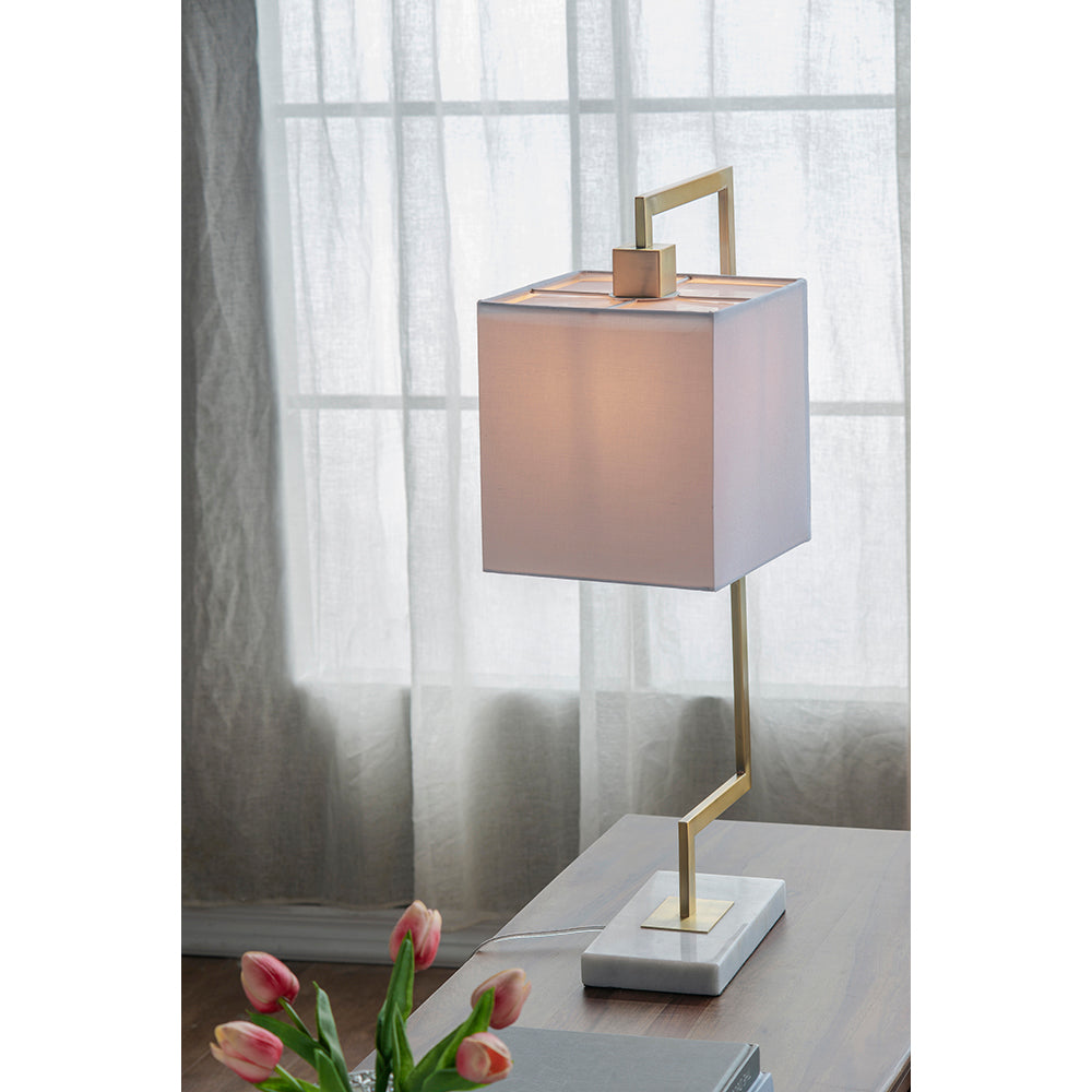 A&B Home 9" x 25" Bundle of 15 White Marble Base With Gold Dual-Bend Arm Design Table Lamp