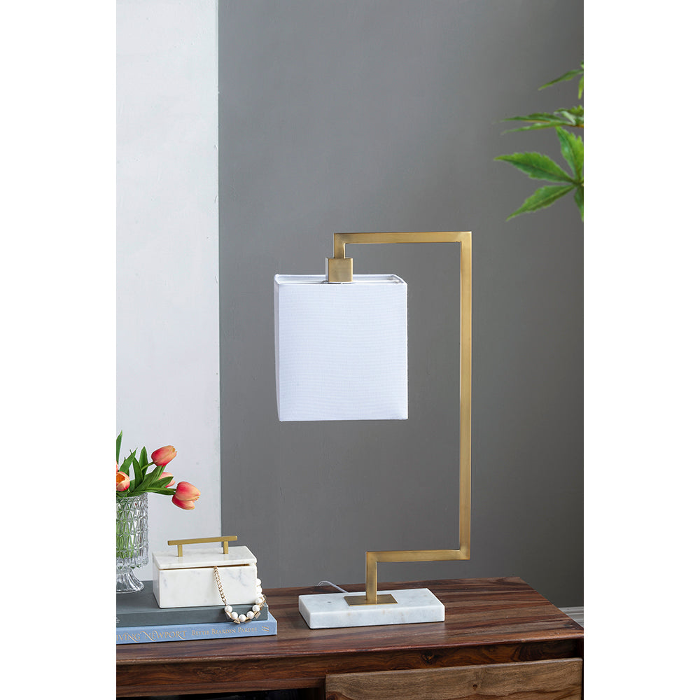 A&B Home 9" x 25" Bundle of 15 White Marble Base With Gold Dual-Bend Arm Design Table Lamp