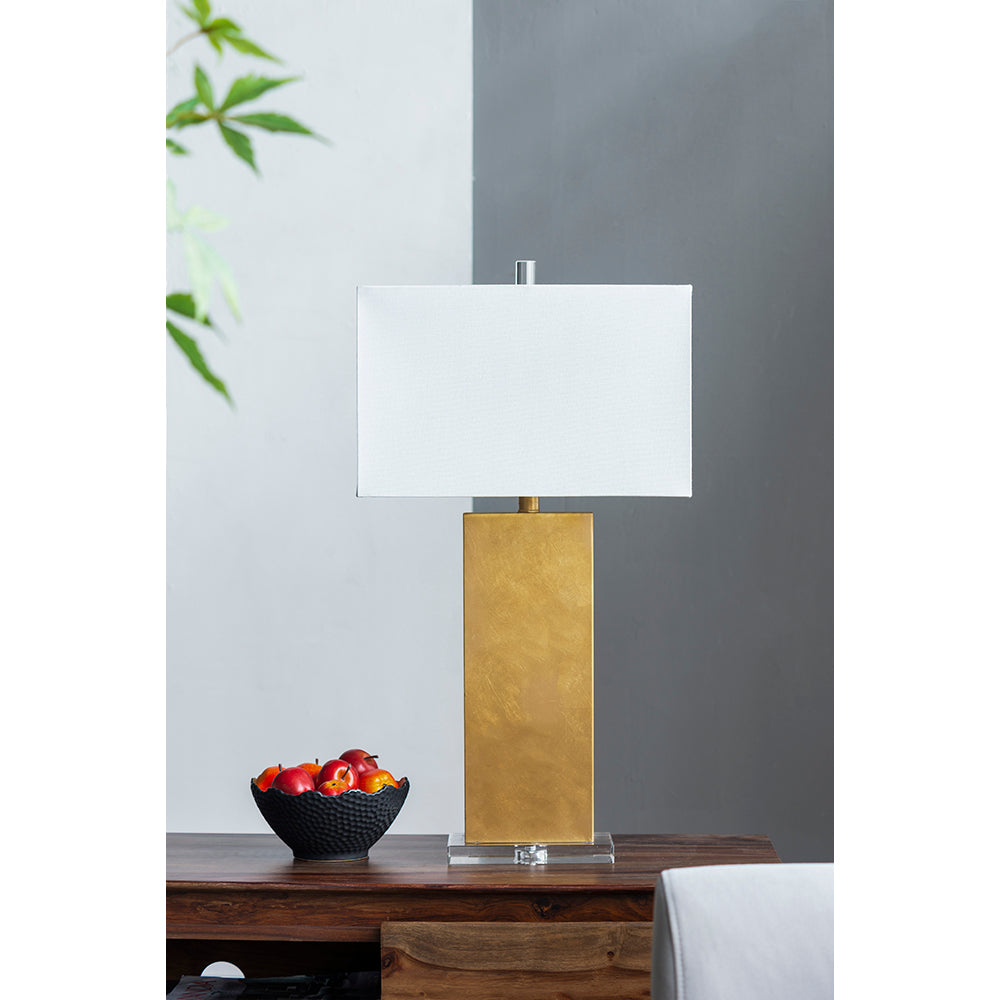 A&B Home 9" x 30" Bundle of 8 Gold Metal With Crystal Base and White Rectangular Shade