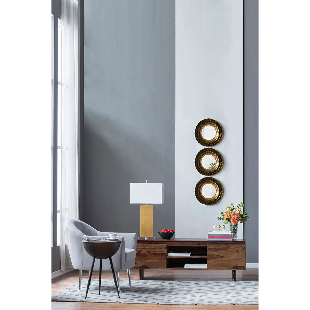 A&B Home 9" x 30" Bundle of 8 Gold Metal With Crystal Base and White Rectangular Shade
