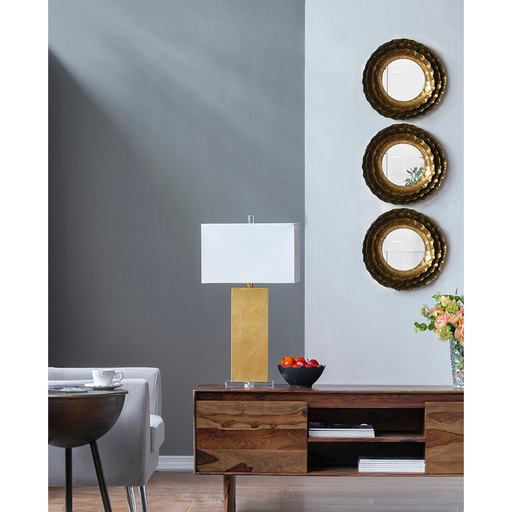 A&B Home 9" x 30" Bundle of 8 Gold Metal With Crystal Base and White Rectangular Shade