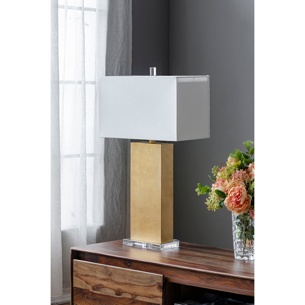 A&B Home 9" x 30" Bundle of 8 Gold Metal With Crystal Base and White Rectangular Shade