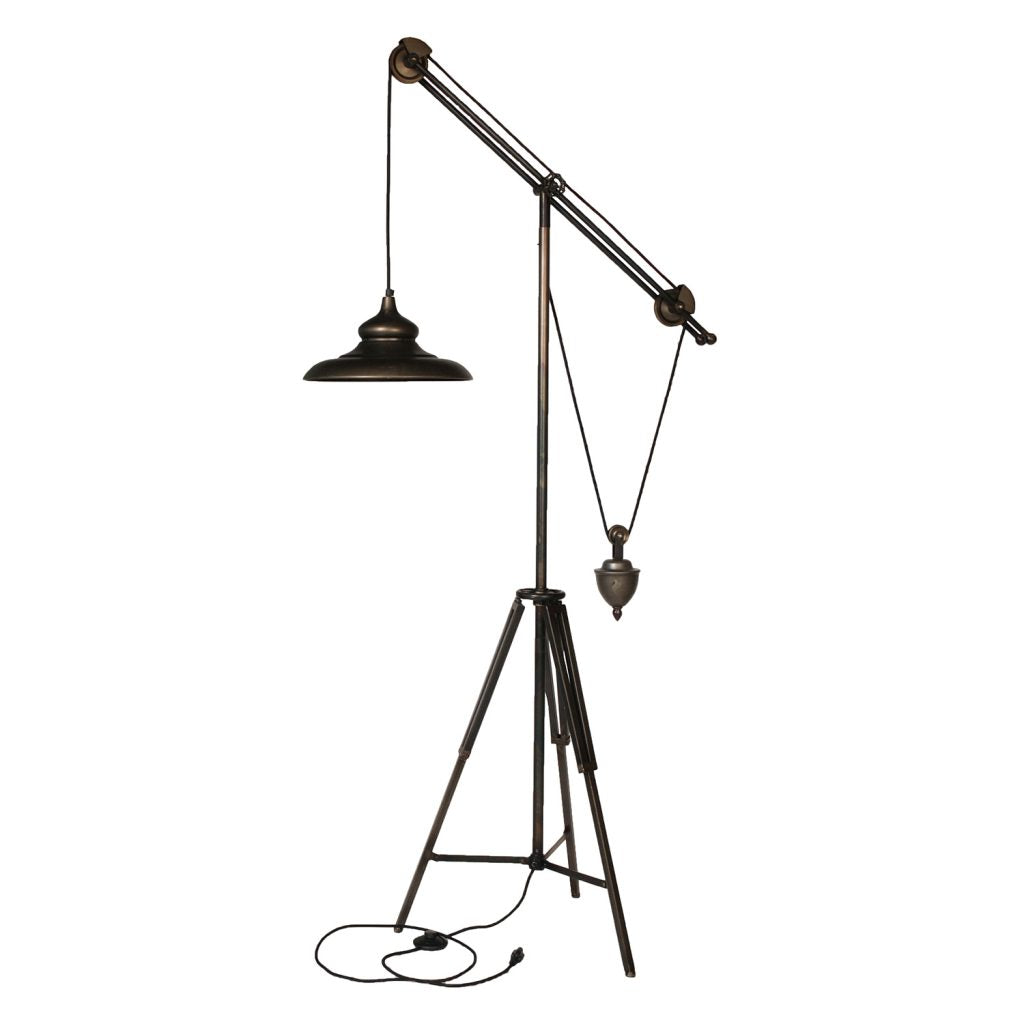 A&B Home Arris 34" x 71" Black Metal Balanced-Arm Tripod Floor Lamp