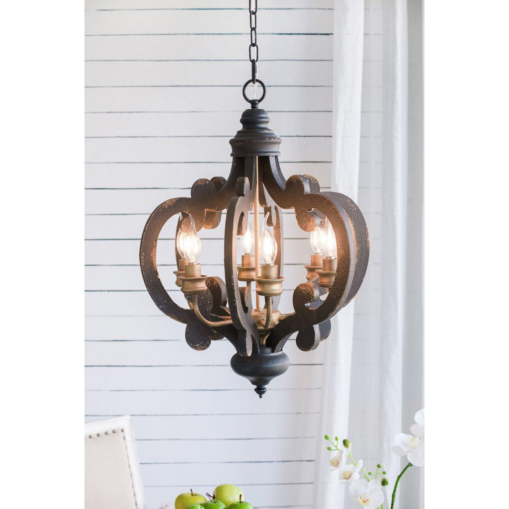 A&B Home Baroda 6-Light Bundle of 4 Chandelier in Antique Black Finish