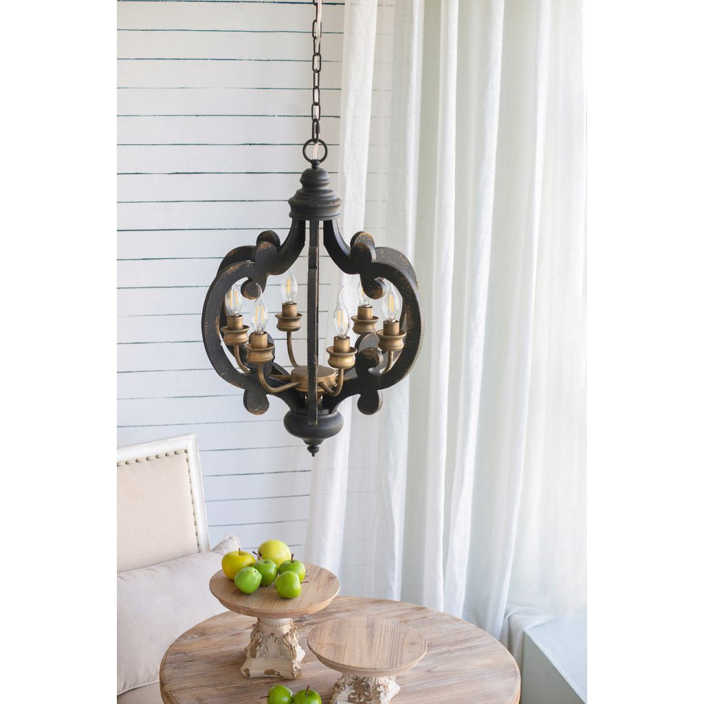 A&B Home Baroda 6-Light Bundle of 4 Chandelier in Antique Black Finish