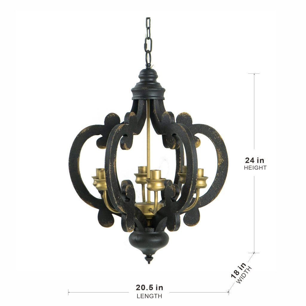 A&B Home Baroda 6-Light Bundle of 4 Chandelier in Antique Black Finish