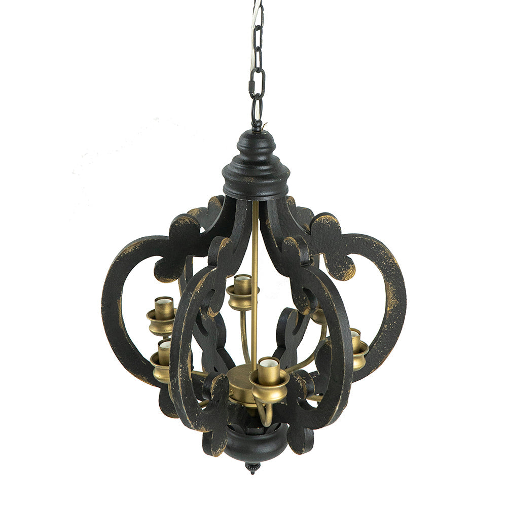 A&B Home Baroda 6-Light Bundle of 4 Chandelier in Antique Black Finish