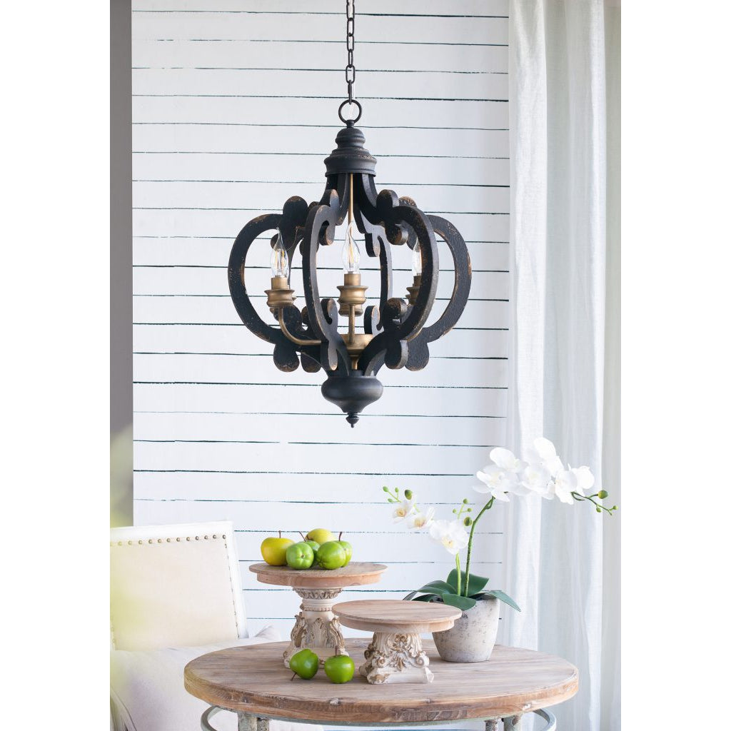 A&B Home Baroda 6-Light Bundle of 4 Chandelier in Antique Black Finish