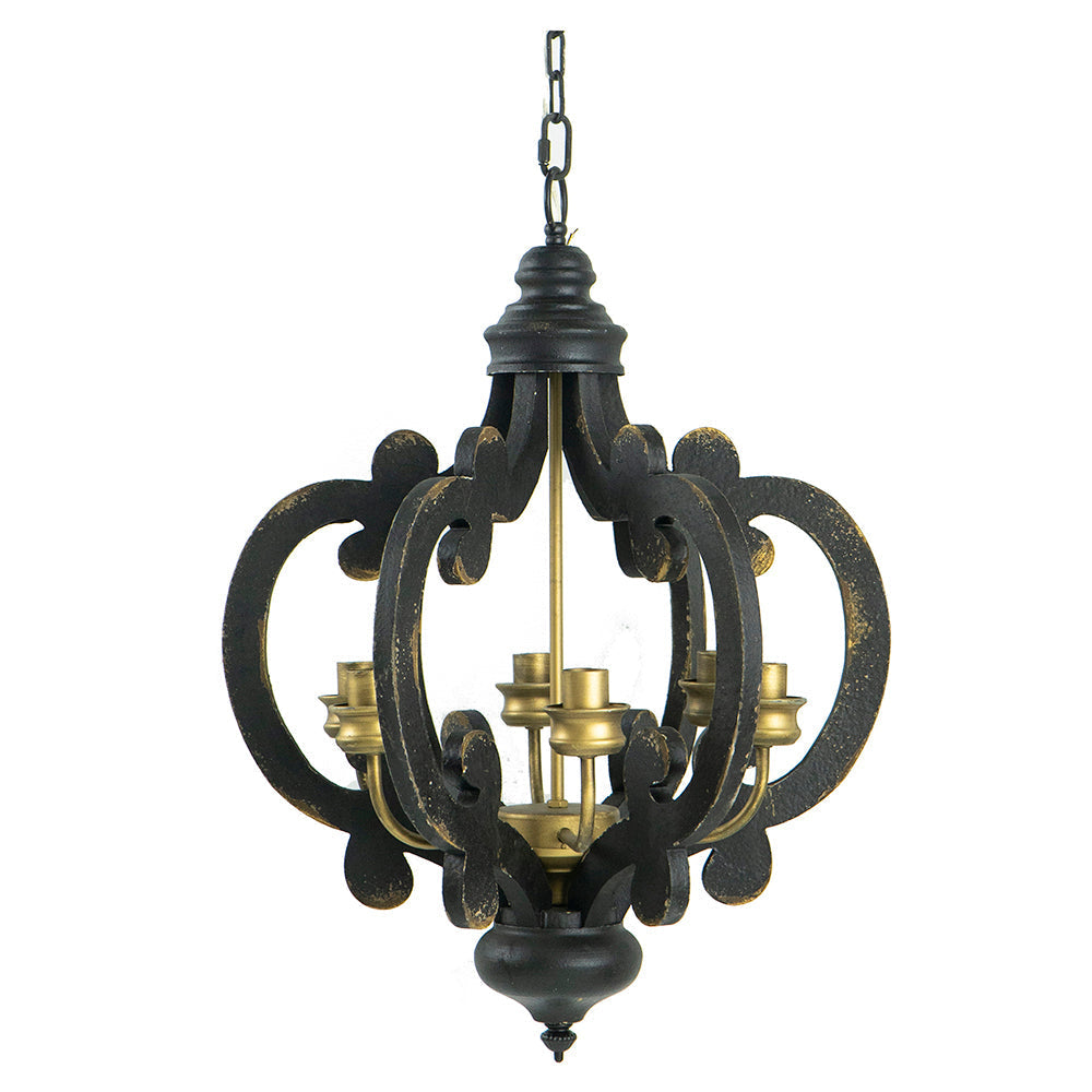 A&B Home Baroda 6-Light Bundle of 4 Chandelier in Antique Black Finish