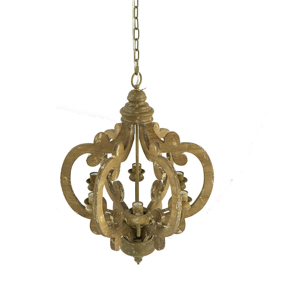 A&B Home Baroda 6-Light Bundle of 4 Chandelier in Antique Natural Finish