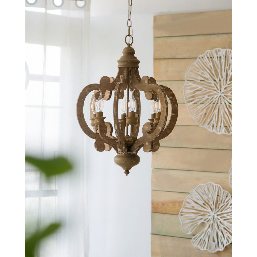 A&B Home Baroda 6-Light Bundle of 4 Chandelier in Antique Natural Finish