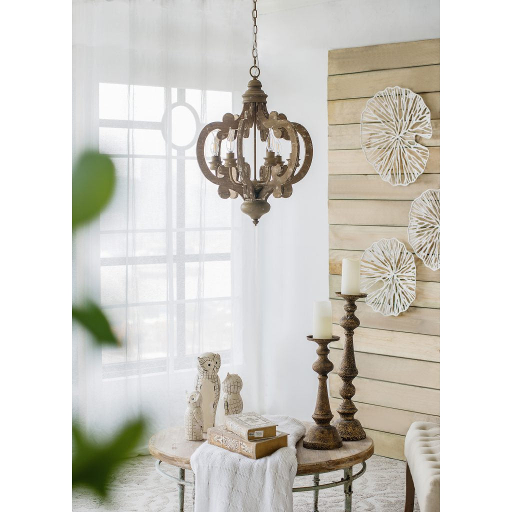 A&B Home Baroda 6-Light Bundle of 4 Chandelier in Antique Natural Finish