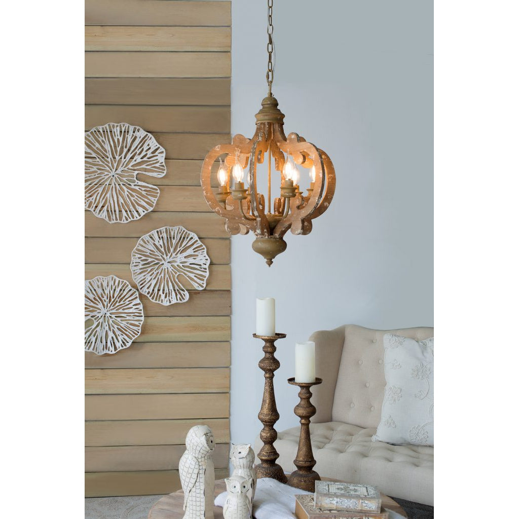 A&B Home Baroda 6-Light Bundle of 4 Chandelier in Antique Natural Finish