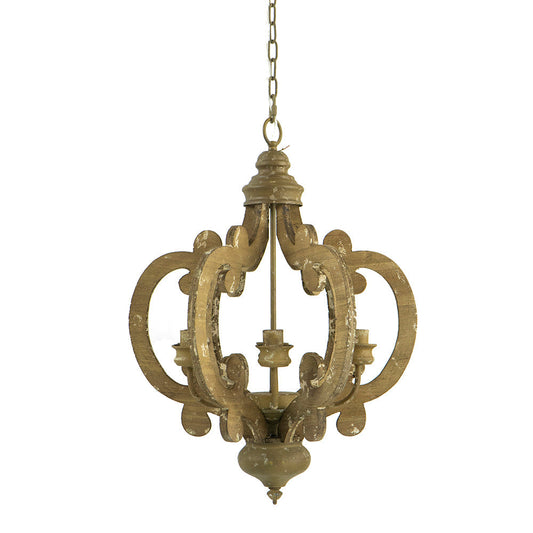 A&B Home Baroda 6-Light Bundle of 4 Chandelier in Antique Natural Finish