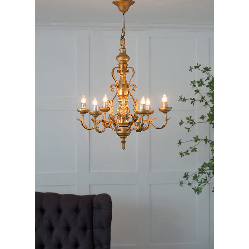 A&B Home Bundle of 10 24" x 25" 6-Light Vintage Style Gold Metal Chandelier