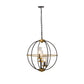 A&B Home Bundle of 10 Winston 20" x 22" 3-Light Black Orb Frame Chandelier With Gold Accent