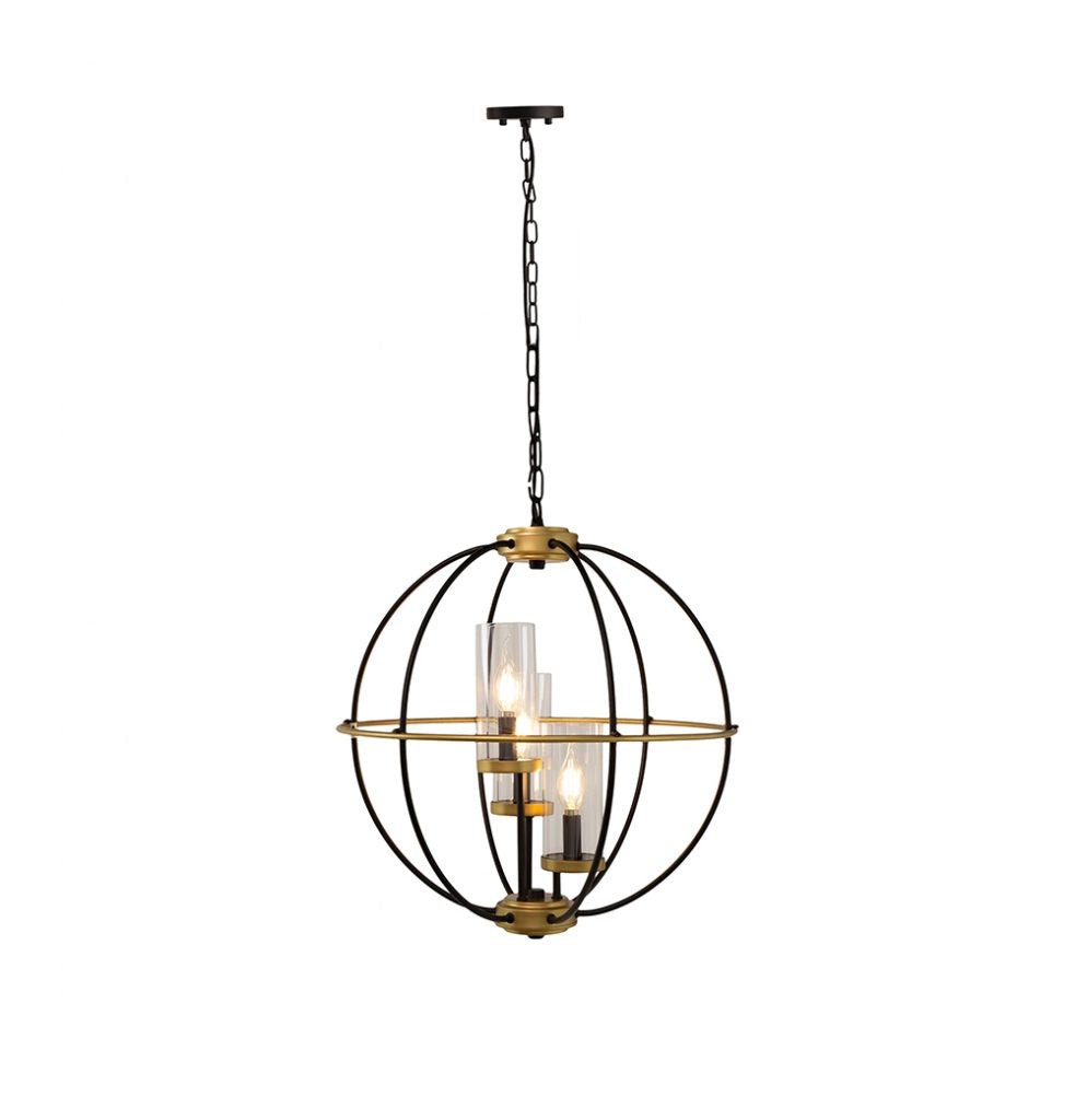 A&B Home Bundle of 10 Winston 20" x 22" 3-Light Black Orb Frame Chandelier With Gold Accent