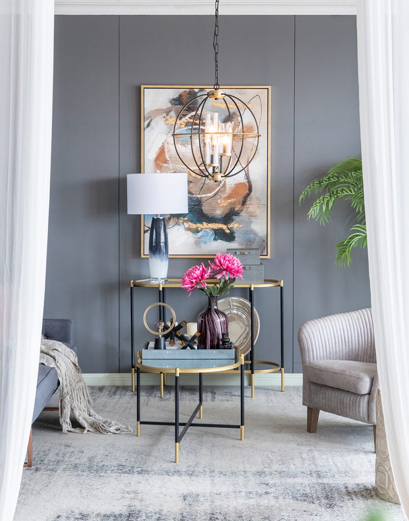 A&B Home Bundle of 10 Winston 20" x 22" 3-Light Black Orb Frame Chandelier With Gold Accent