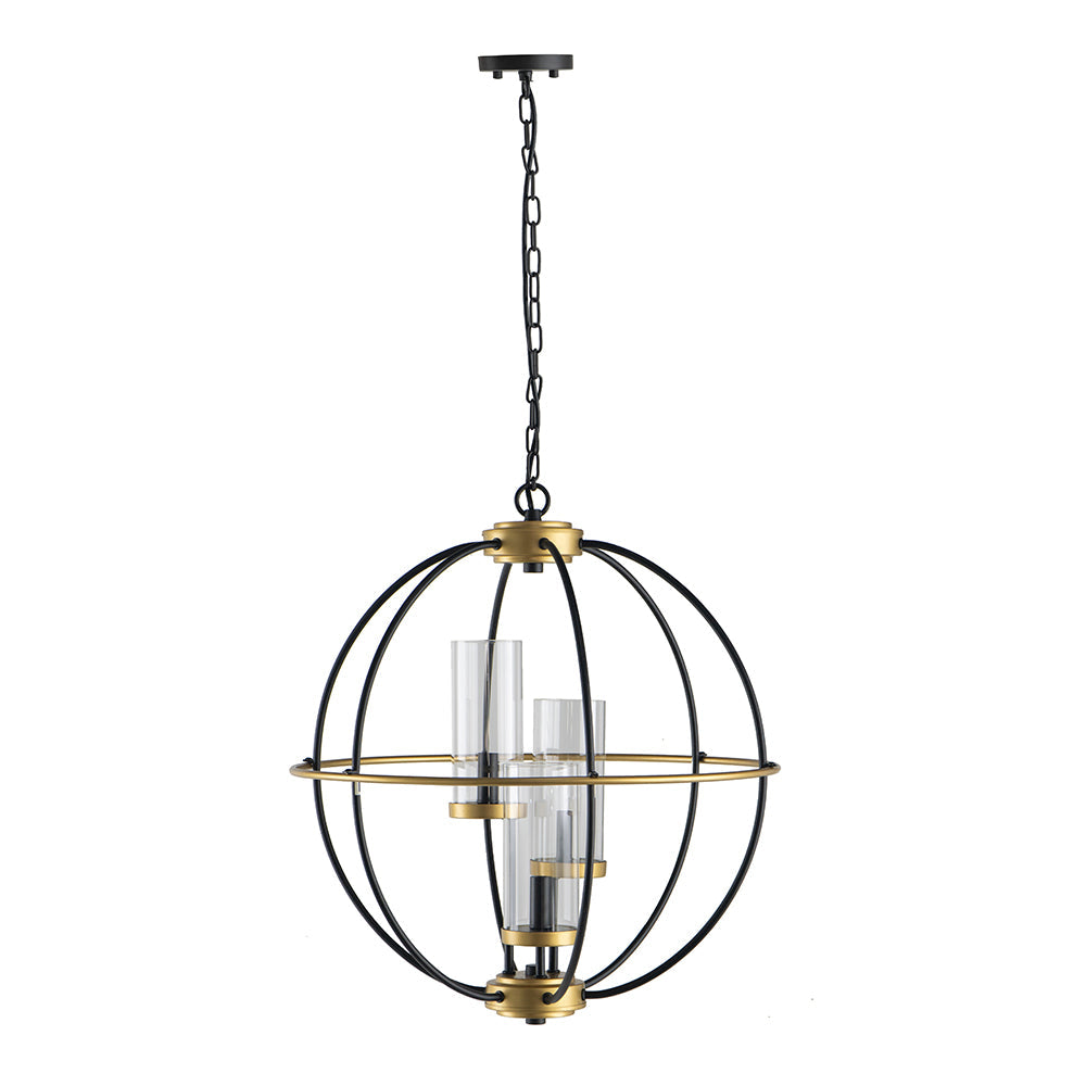 A&B Home Bundle of 10 Winston 20" x 22" 3-Light Black Orb Frame Chandelier With Gold Accent
