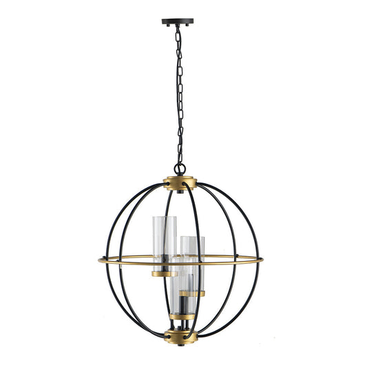 A&B Home Bundle of 10 Winston 20" x 22" 3-Light Black Orb Frame Chandelier With Gold Accent