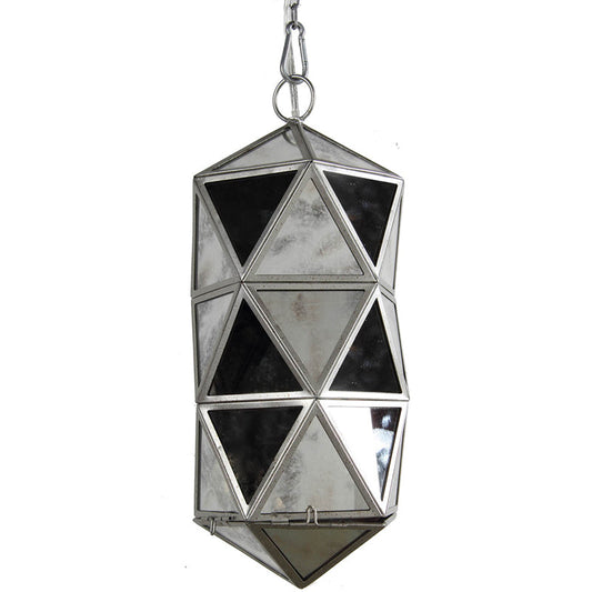 A&B Home Bundle of 12 8" x 19" Silver Geometric-Shaped Glass and Metal Chandelier