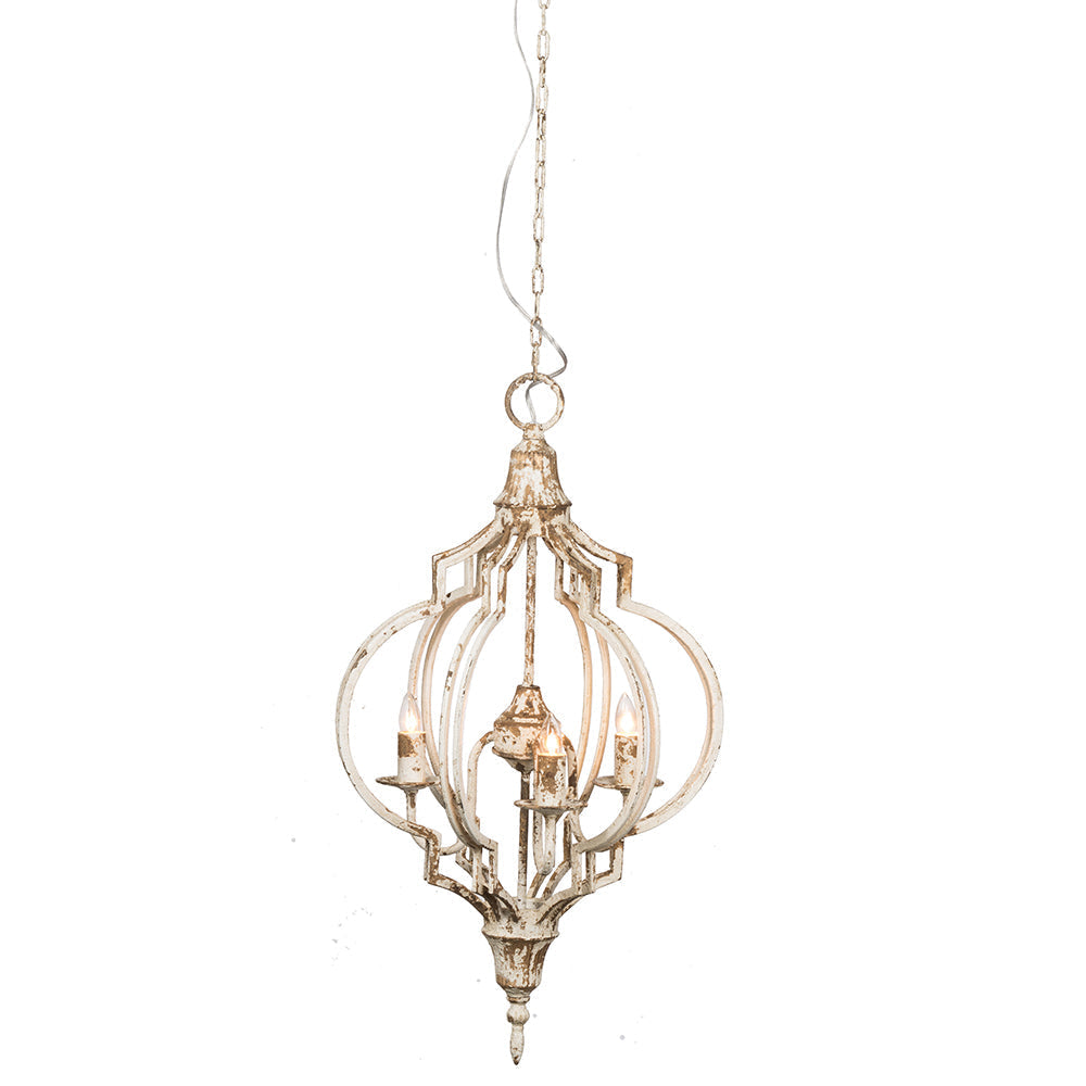 A&B Home Bundle of 12 Donalt 17" x 31" 3-Light Crowned Distressed Gold and White Chandelier