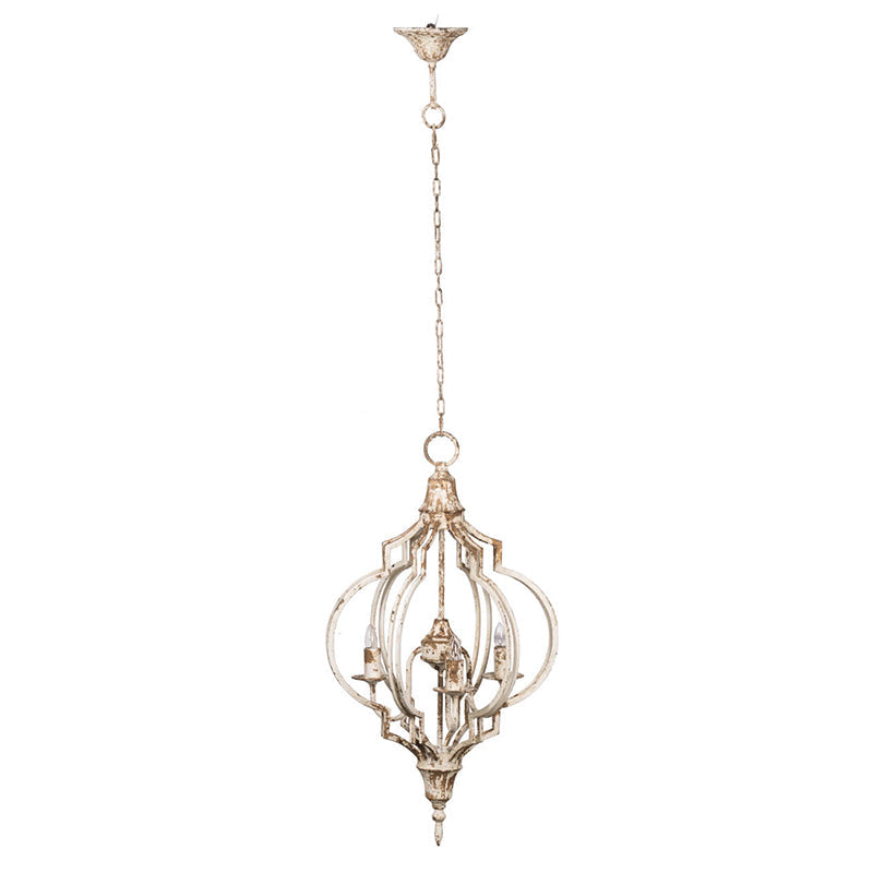 A&B Home Bundle of 12 Donalt 17" x 31" 3-Light Crowned Distressed Gold and White Chandelier