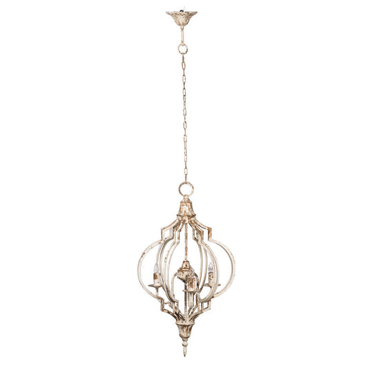 A&B Home Bundle of 12 Donalt 17" x 31" 3-Light Crowned Distressed Gold and White Chandelier