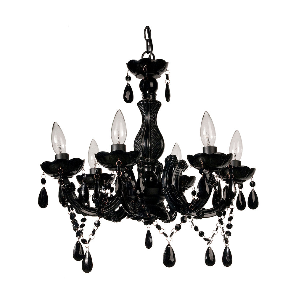 A&B Home Bundle of 16 19" x 39" 6-Arm Black Vintage Chandelier With Crystal Beads Accent