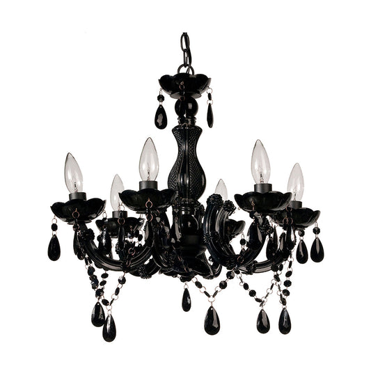 A&B Home Bundle of 16 19" x 39" 6-Arm Black Vintage Chandelier With Crystal Beads Accent