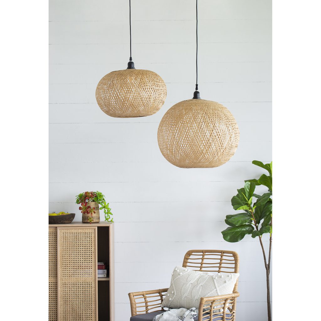 A&B Home Bundle of 28 22" x 14" 1-Light Round Woven Bamboo Chandelier