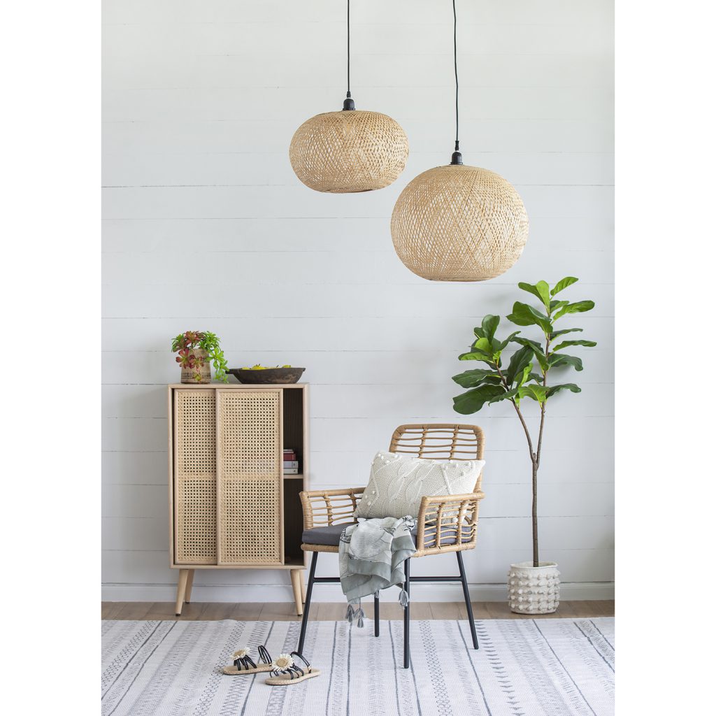 A&B Home Bundle of 28 22" x 14" 1-Light Round Woven Bamboo Chandelier