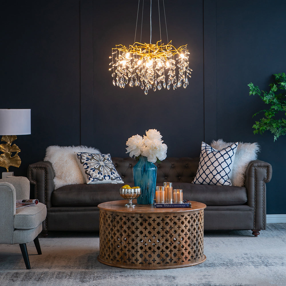 A&B Home Bundle of 3 24" x 20" Gold and Clear Chandelier