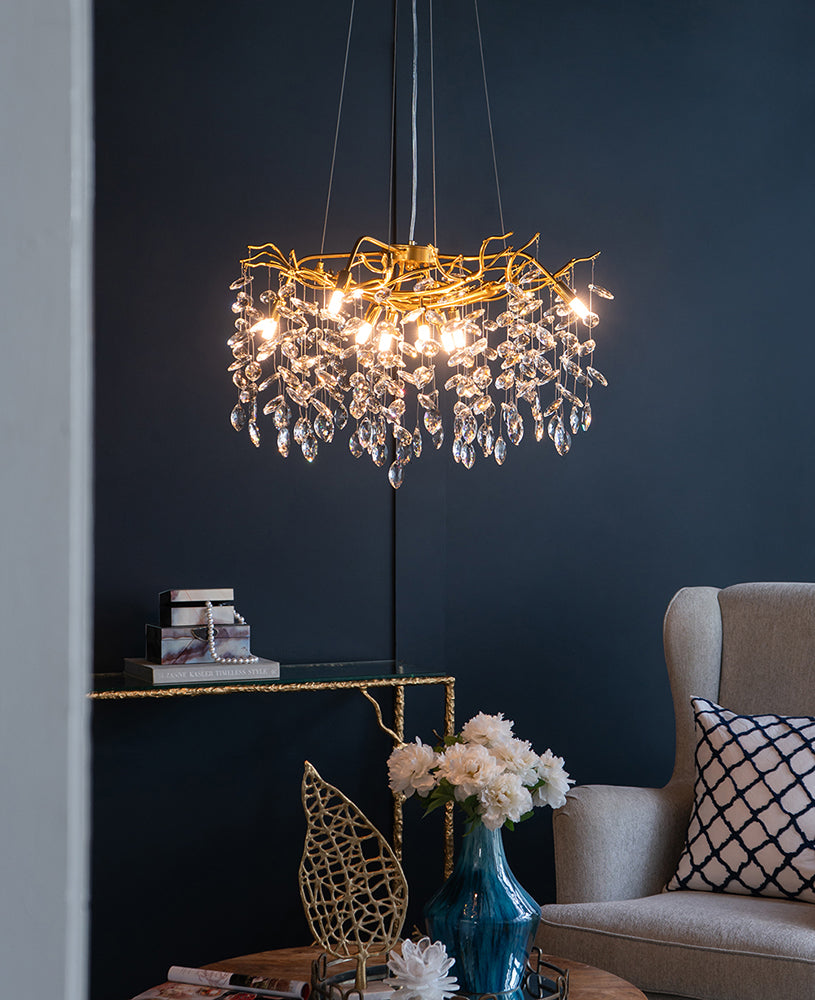 A&B Home Bundle of 3 24" x 20" Gold and Clear Chandelier