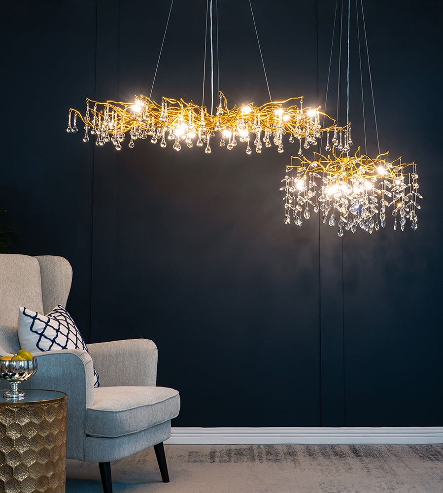 A&B Home Bundle of 3 24" x 20" Gold and Clear Chandelier