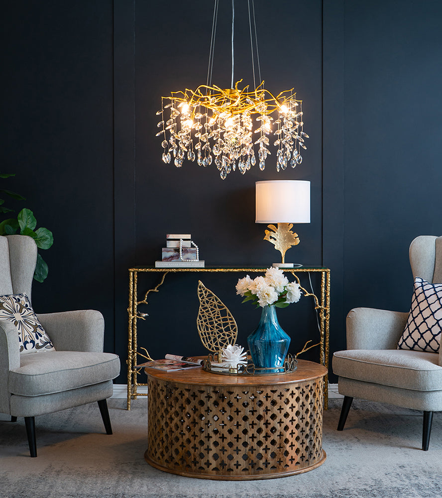 A&B Home Bundle of 3 24" x 20" Gold and Clear Chandelier