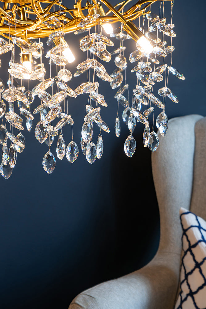 A&B Home Bundle of 3 24" x 20" Gold and Clear Chandelier