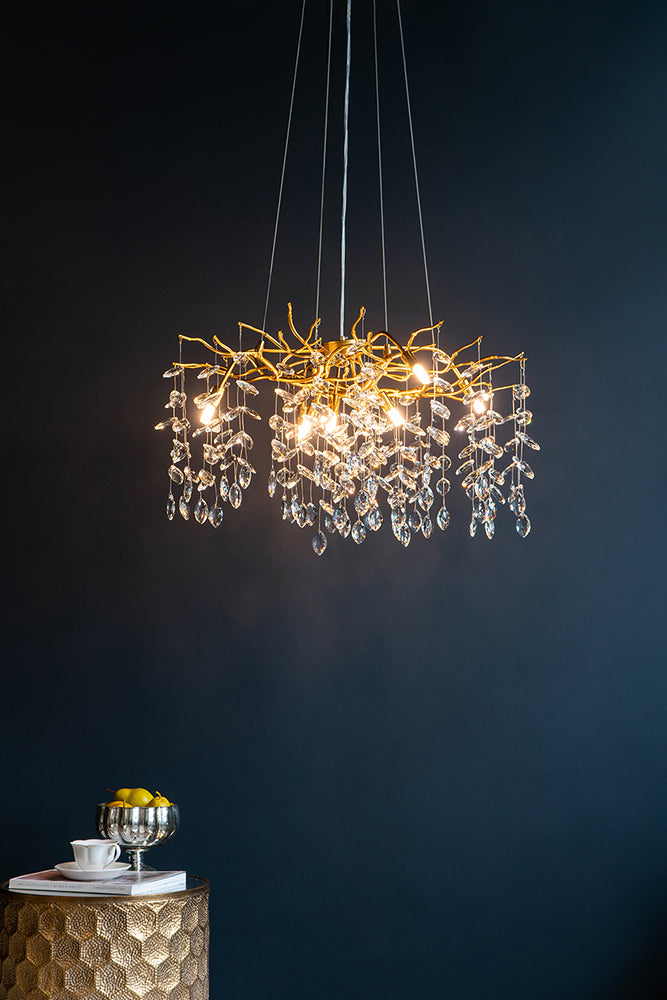 A&B Home Bundle of 3 24" x 20" Gold and Clear Chandelier