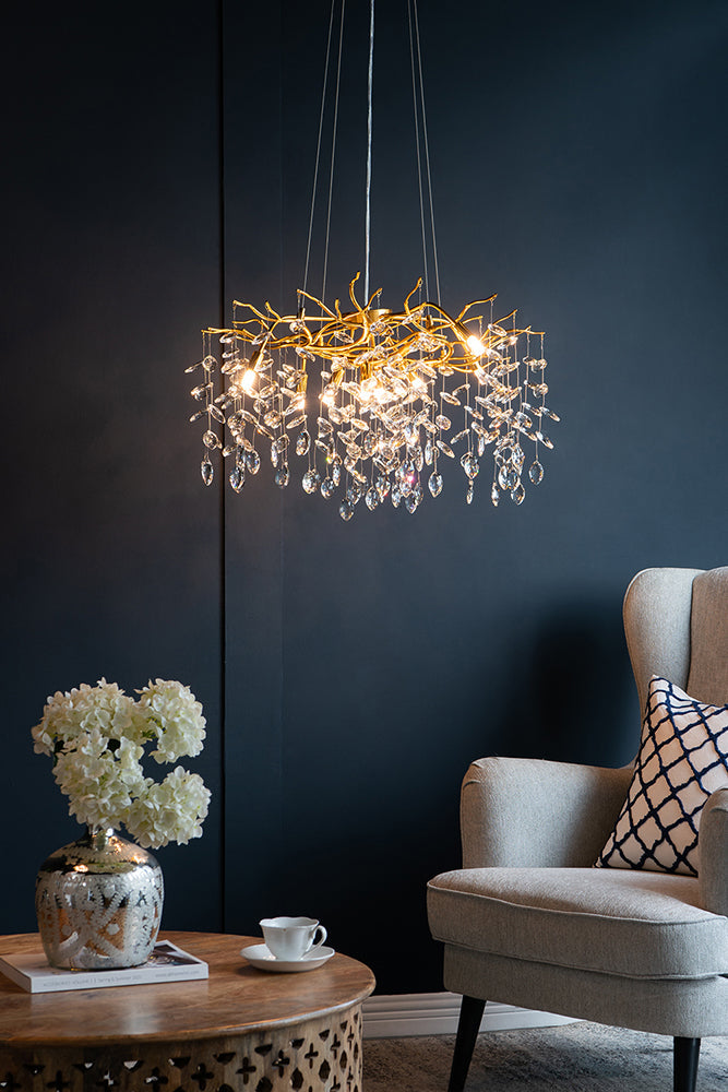 A&B Home Bundle of 3 24" x 20" Gold and Clear Chandelier