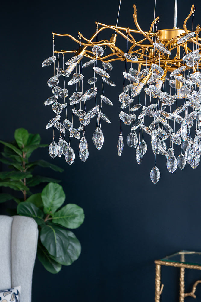 A&B Home Bundle of 3 24" x 20" Gold and Clear Chandelier