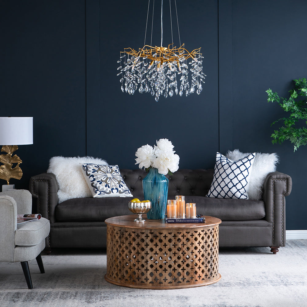 A&B Home Bundle of 3 24" x 20" Gold and Clear Chandelier