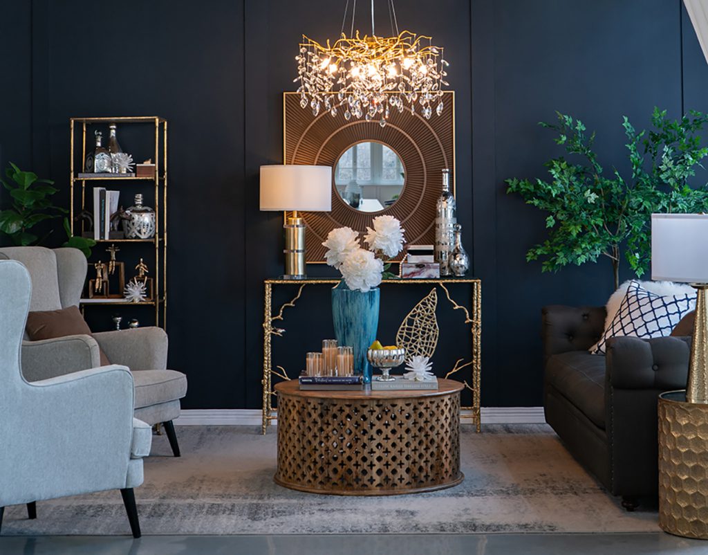 A&B Home Bundle of 3 24" x 20" Gold and Clear Chandelier