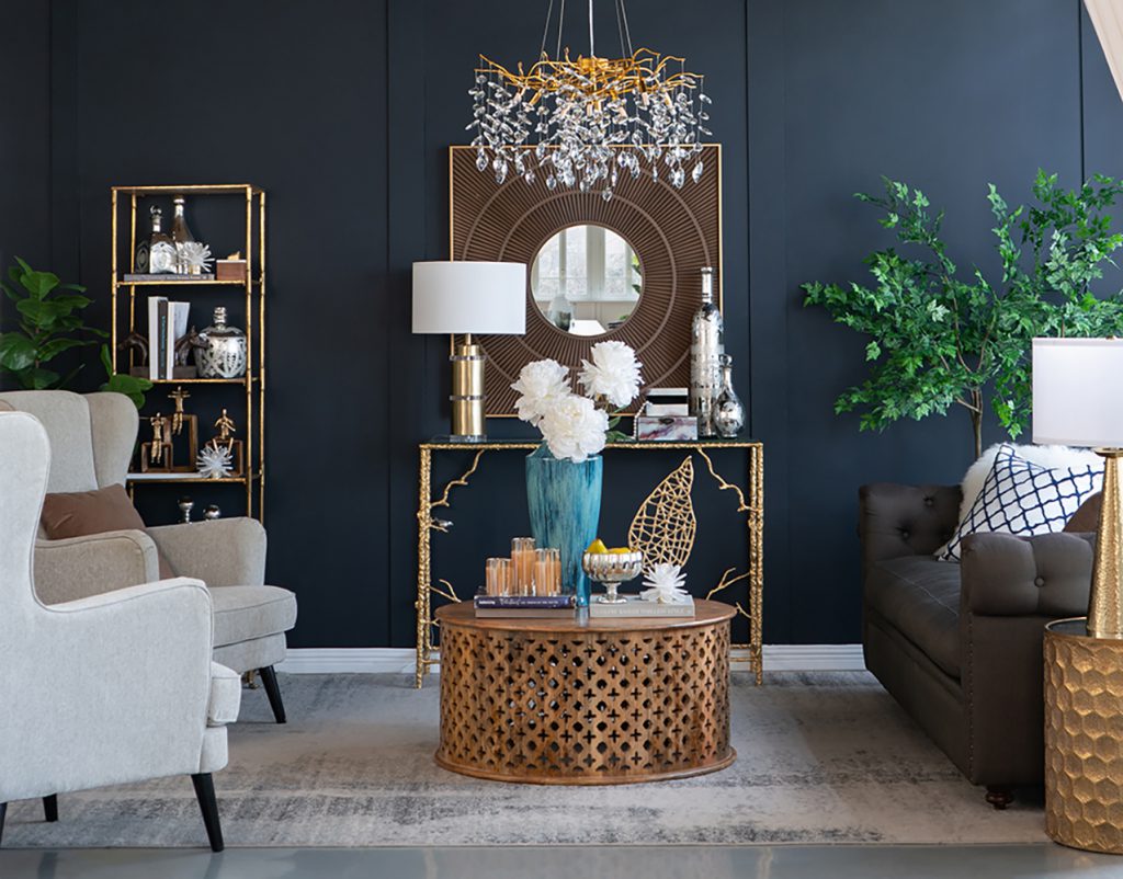 A&B Home Bundle of 3 24" x 20" Gold and Clear Chandelier
