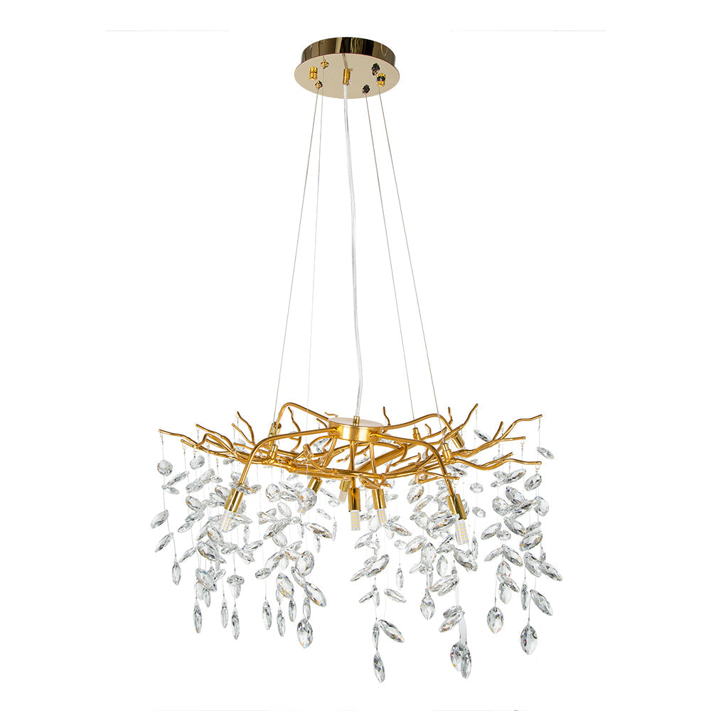A&B Home Bundle of 3 24" x 20" Gold and Clear Chandelier