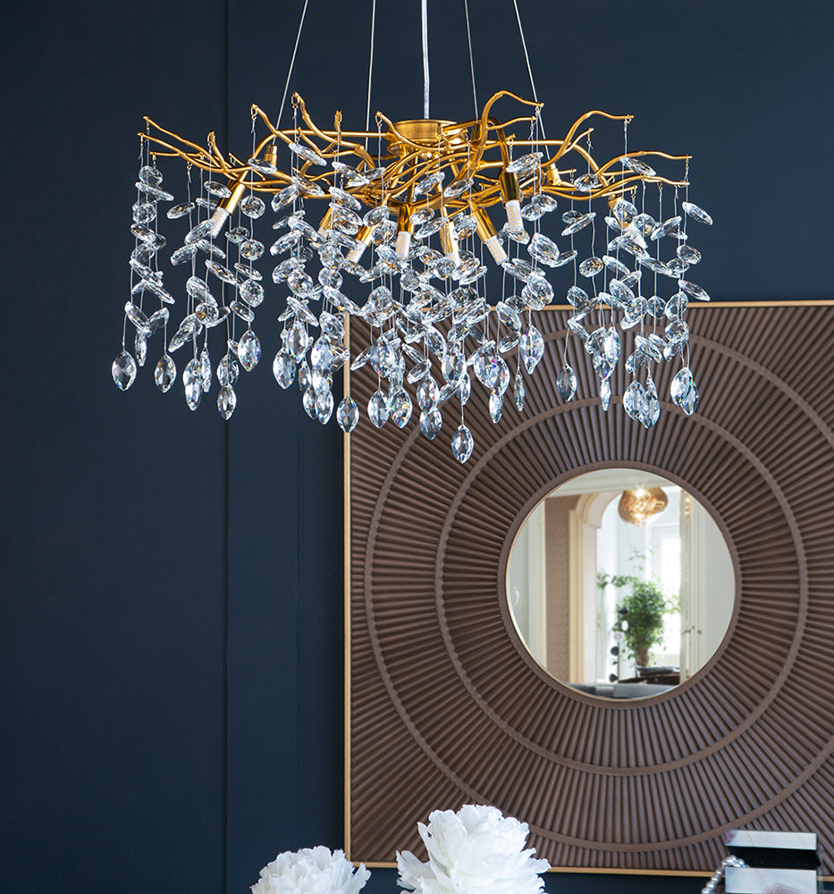 A&B Home Bundle of 3 24" x 20" Gold and Clear Chandelier
