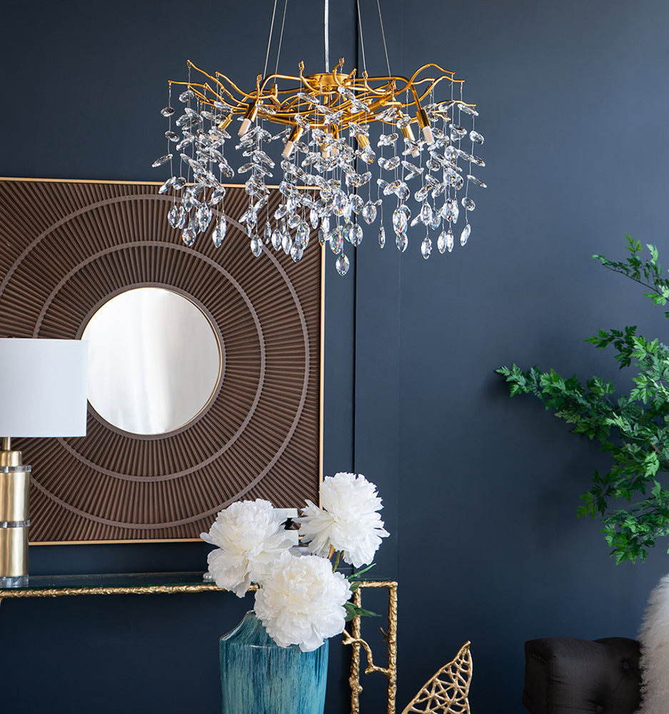 A&B Home Bundle of 3 24" x 20" Gold and Clear Chandelier