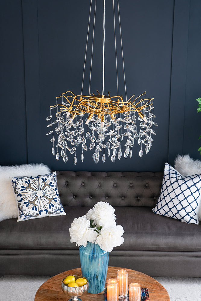 A&B Home Bundle of 3 24" x 20" Gold and Clear Chandelier