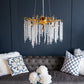 A&B Home Bundle of 3 24" x 20" Gold and Clear With Strands Droplets Chandelier